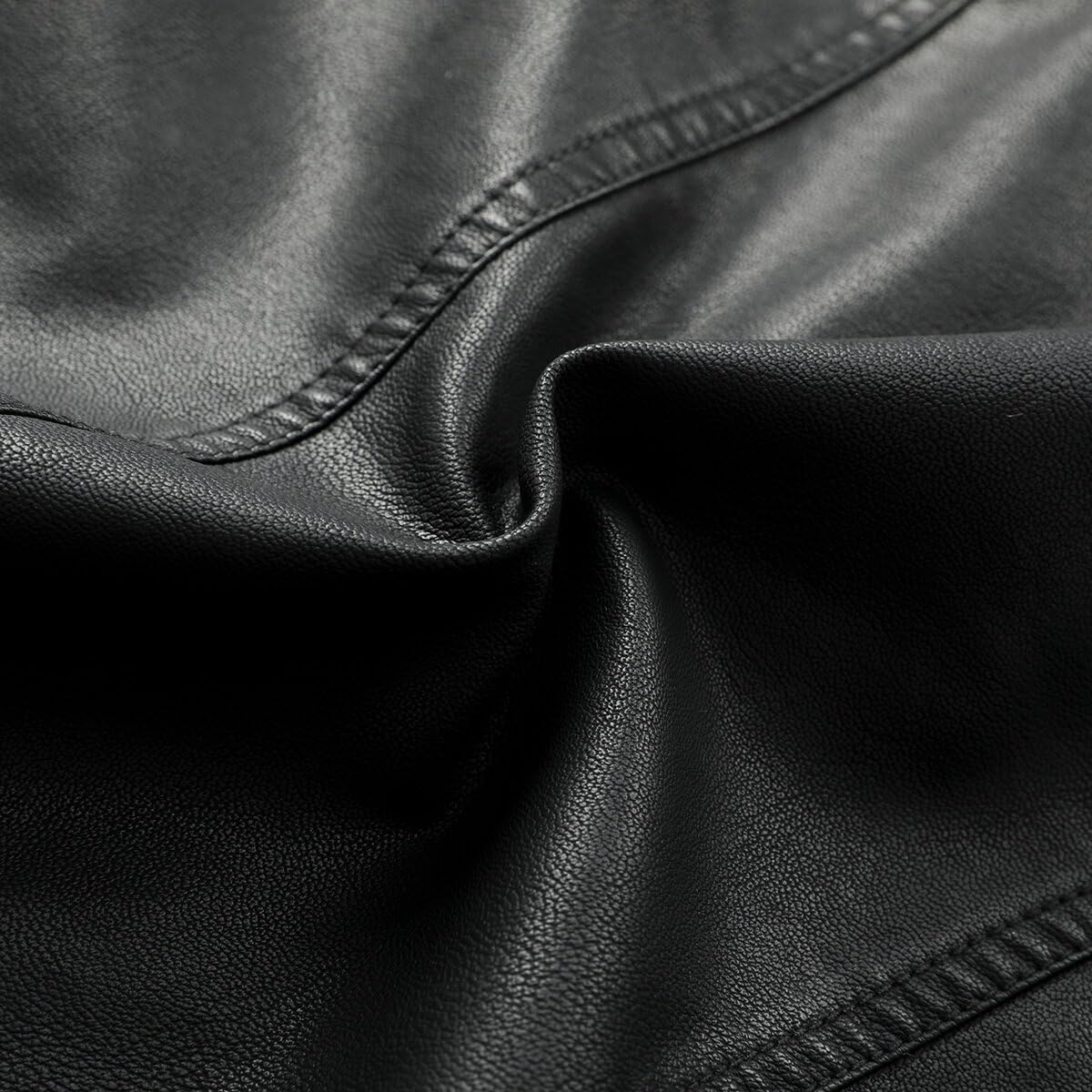 Allthemen Blouson Homme en Cuir Col Montant Bomber Moto Zippé Fermeture Eclair Casual Veste Cool Classique
