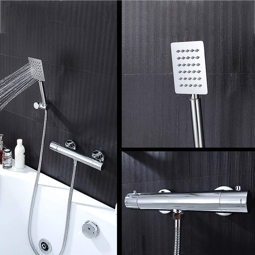 Ensemble de pomme de douche thermostatique anti-brûlure en laiton avec inverseur de bain intégré