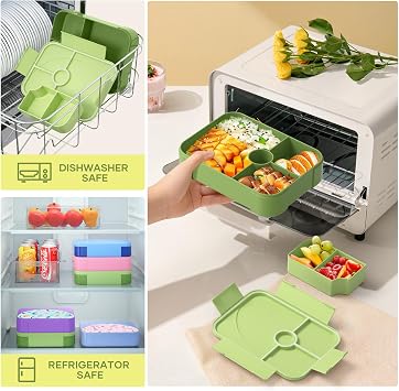 HOMETALL Kids Bento Box Beslenme Kutusu - Sızdırmaz Bento Kutuları 6 Bölmeli Bölmeli Öğle Yemeği Kutusu 3 ila 7 Yaş arası Çocuklar için Okula Dönüş, BPA İçermeyen Atıştırmalık Paketleme Kapları