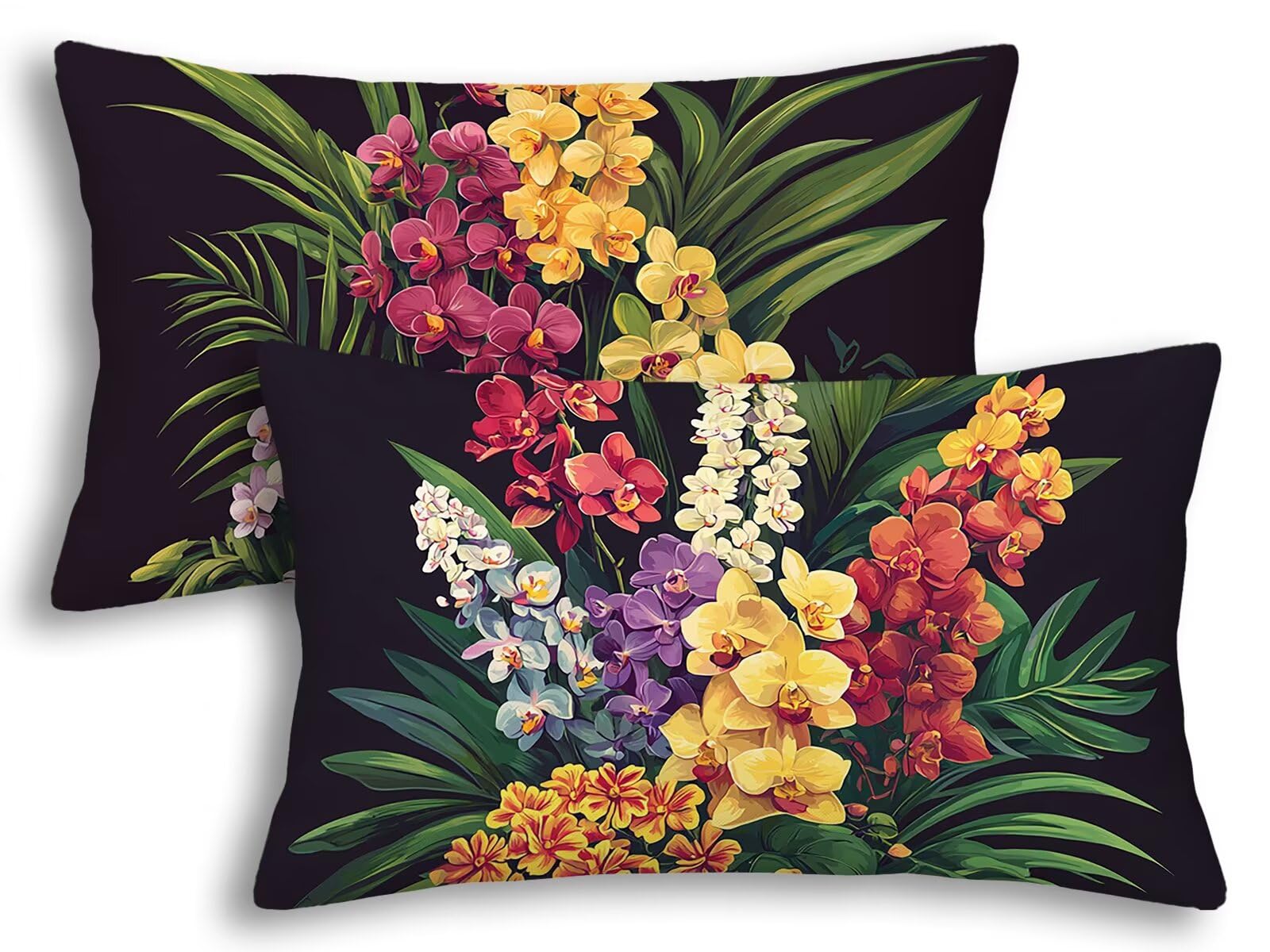 Fundas Cojines 40x80 Flor de Terciopelo Rectangular Juego de 2 Almohada Cama 1