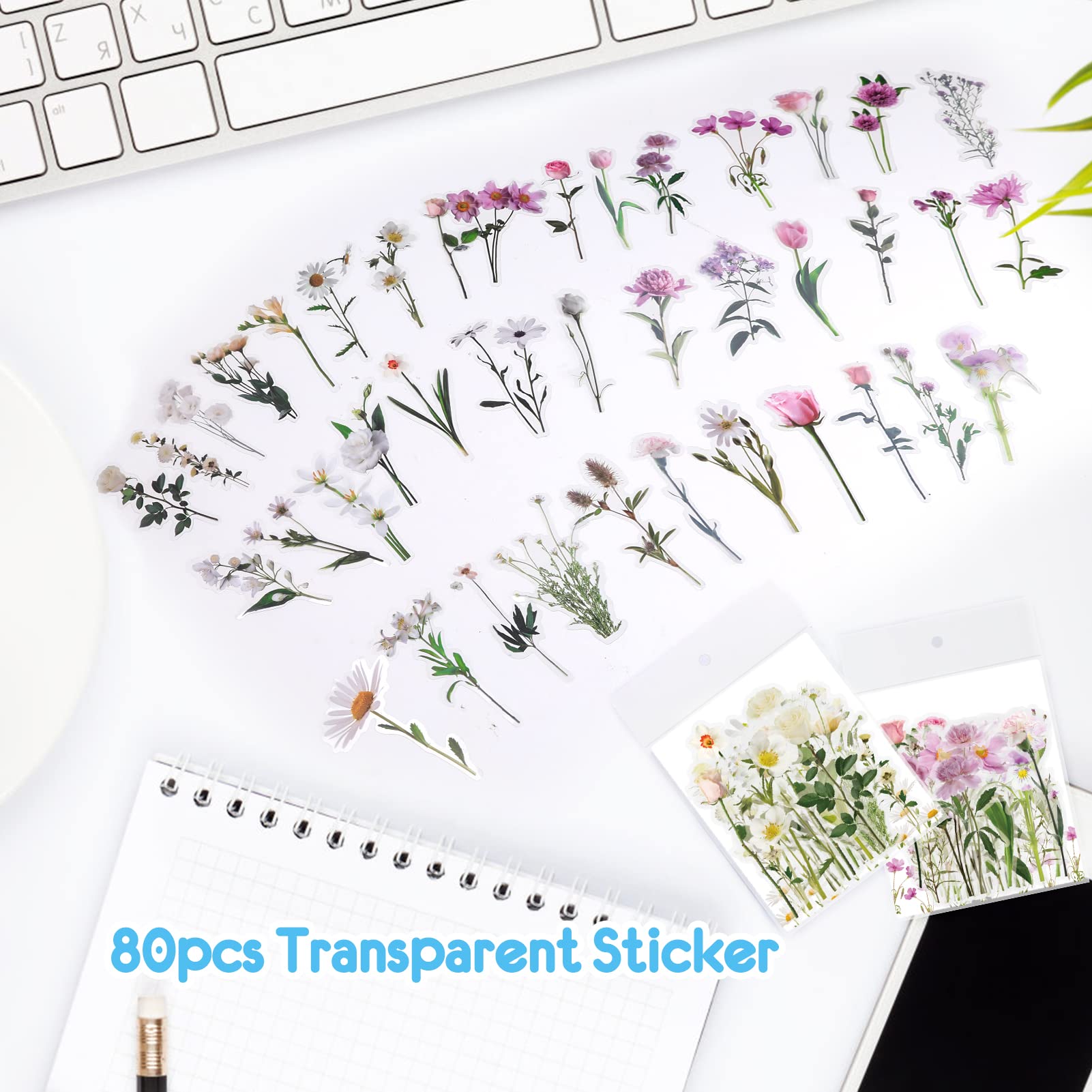 12 Autocollants Fleurs Marguerites Transparents - Style Vintage, étanches, Pour Scrapbooking, Cartes, Déco (18x10 Cm)