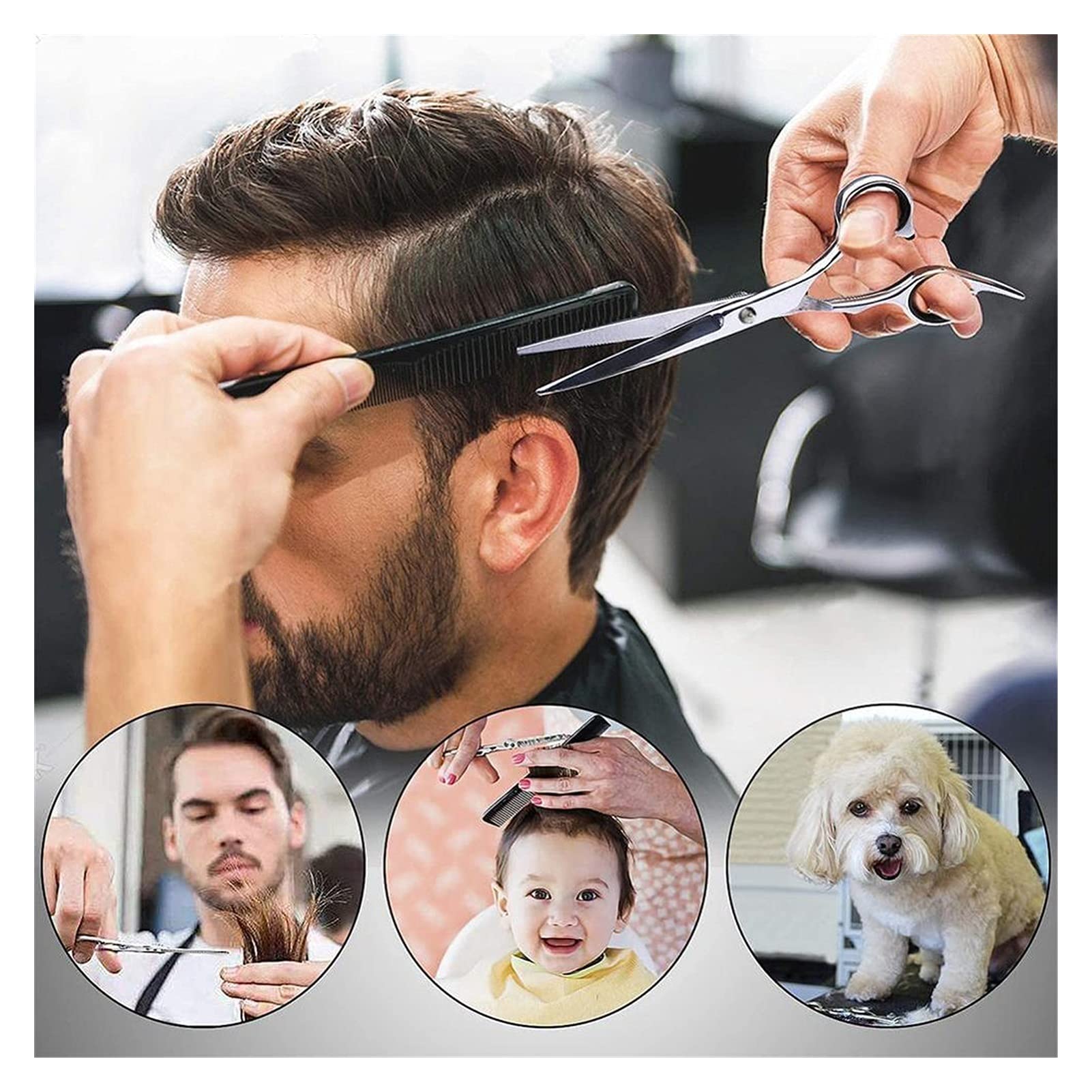 Friseurscheren-Set, Haarschere, Friseurschere, Effilierschere, Haarschneider, Kamm,Splitterschraube 2
