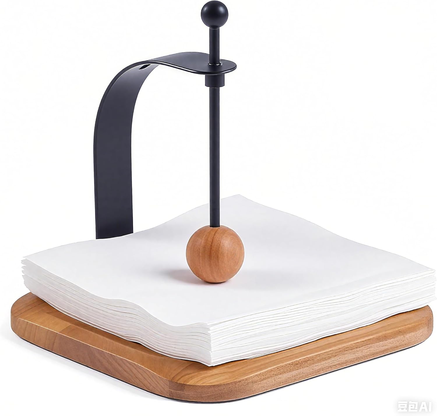 Beechwood Napkin Holder, Elegant Wood Square for Table Dispenser with Weighted Arm, Perfect for Kitchen, Office, Restaurant,Home Decor, Cafe & Outdoor Use, Warming Gift.