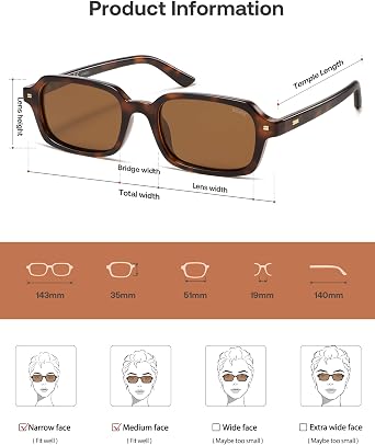 SOJOS Trendy Rectangle Polarized Sunglasses Womens Mens SJ2610