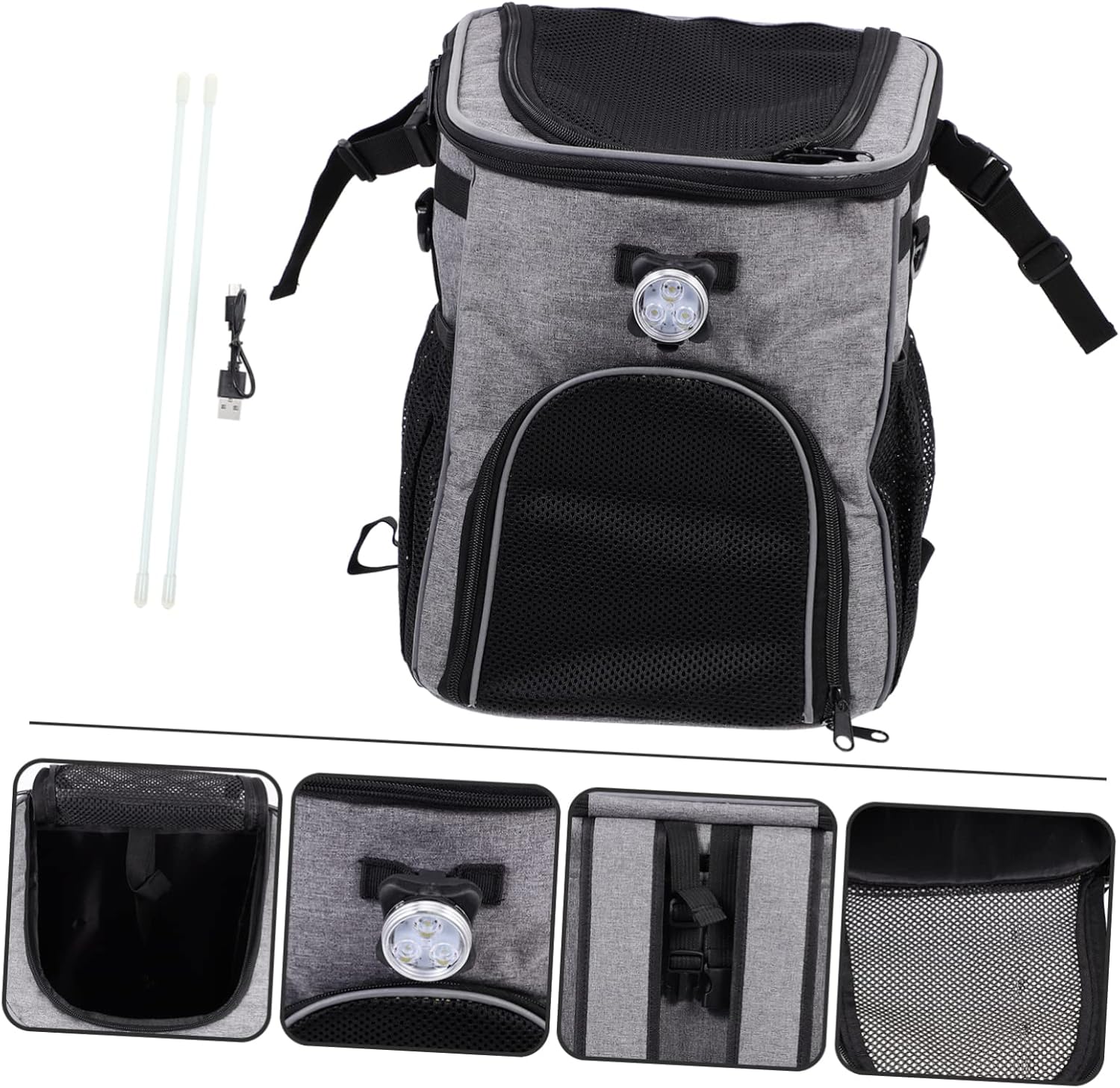 Pet Carrier Bag for Bike Multi-Functional Folding Dog Pouch Outdoor Use Removable Storage Grey for