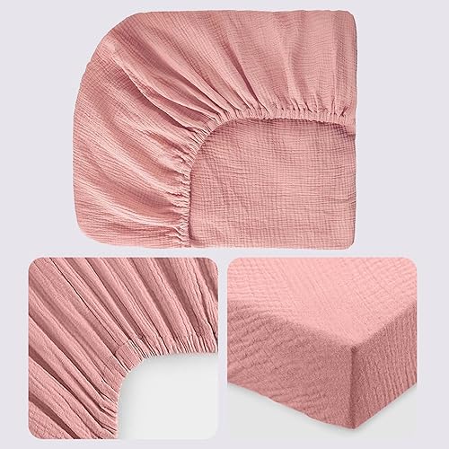 Miniatura 7 de Sábanas de cuna de algodón, sábana bajera para cuna, cómoda funda de cama de algodón, suave y suave, color rojo azufaifo