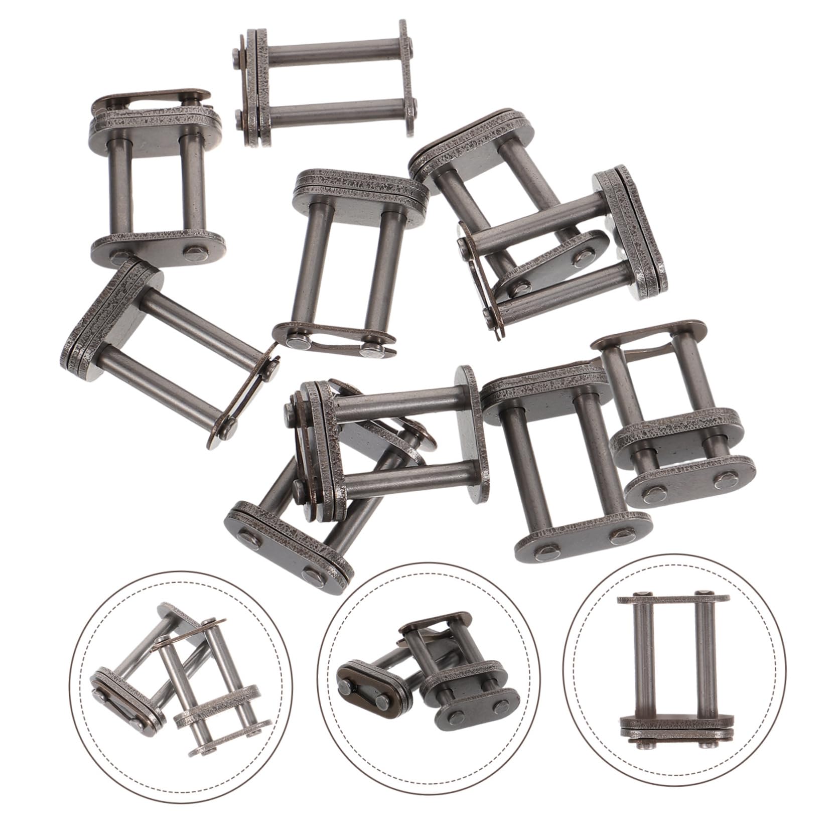 Sosoport 10pcs Steel Chain Buckle Double Row Chain Connector Links for Bike Quick Release Buckle