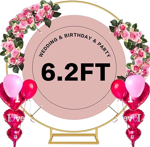 Soporte redondo para arco de globos, marco de arco circular estable y reutilizable con base para aniversario, cumpleaños, fiesta de despedida de