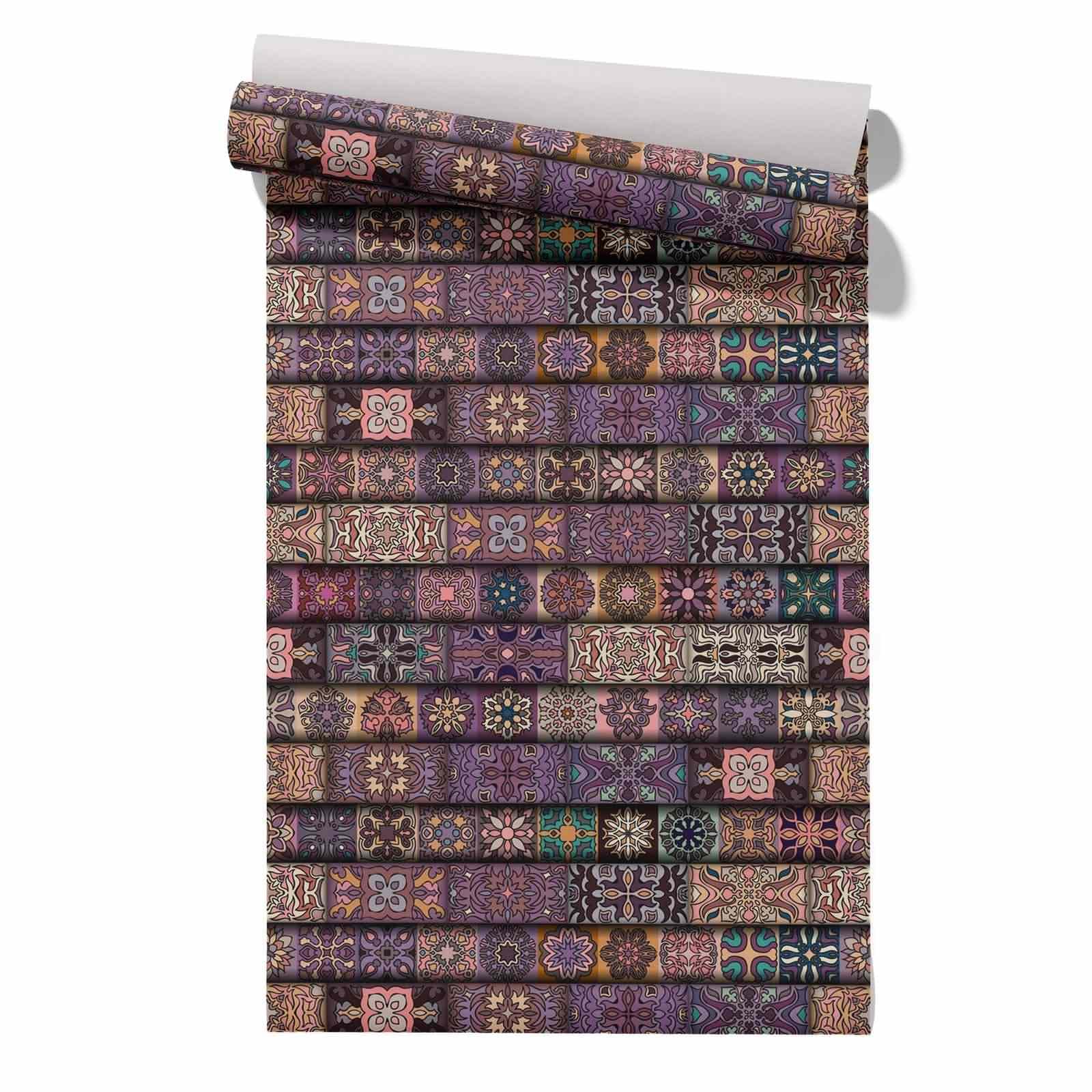 CEVAN Living Room Wallpaper Feature 3D Cushioned Kitchen Drawer Liner Mandala Ethnic Retro Roll Easter Covering Removable Contact Paper for Furniture 45x300cm