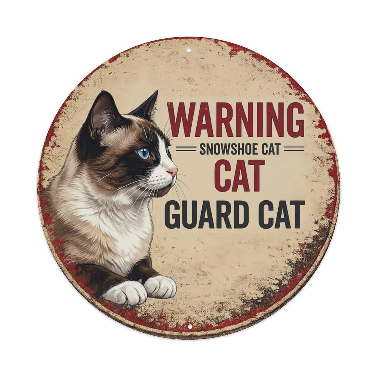 Tgrcjimh Style Metal Tin Sign Vintage Warning Snowshoe Cat