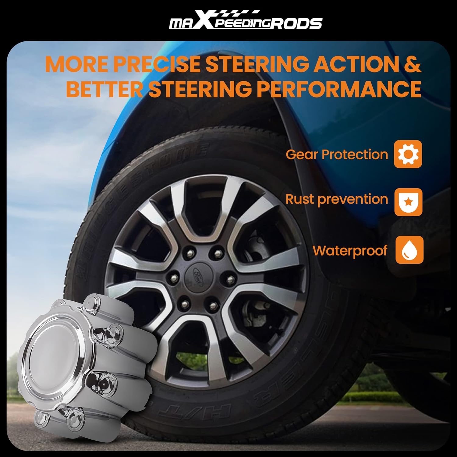 Maxpeedingrods 4pcs Wheel Center Hub Caps 8 Lug for Ford F250 F350 F-350 Super Duty 1999-2005, for Ford Excursion 2000-2005, 8.4 inch Chrome Cap for 16"& 18" Wheel Pickup 2-Door 5.4L