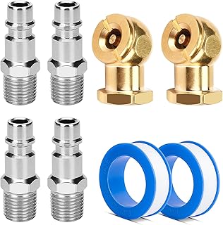 6 Pack Portable Air Chucks, 1/4" NPT Brass Ball Inflator Air Chuck, Quick Connect Ball Tire Air Chuck for Inflator Gauge Compressor Accessories, Tire Inflator Attachment with 2 Pcs Thread Seal Tape