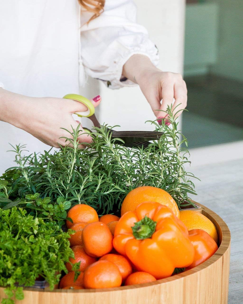 Oversized 19” Diameter Bamboo Lazy Susan for Tabletop Display or Storage with Removable Inserts.