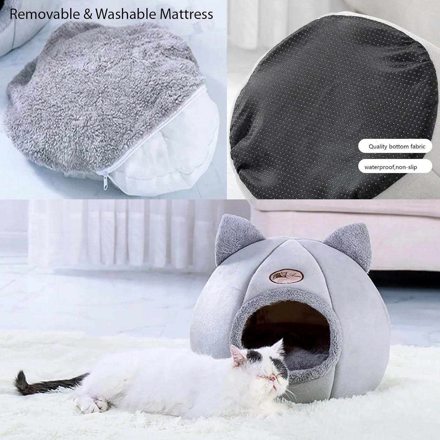 PIKFOS Pet Nest Deep Sleep Comfort in Winter Cat Bed Little Mat Basket for Cat's House Products Pets Tent Cozy Cave Cat Beds Indoor || Pack of 1 2