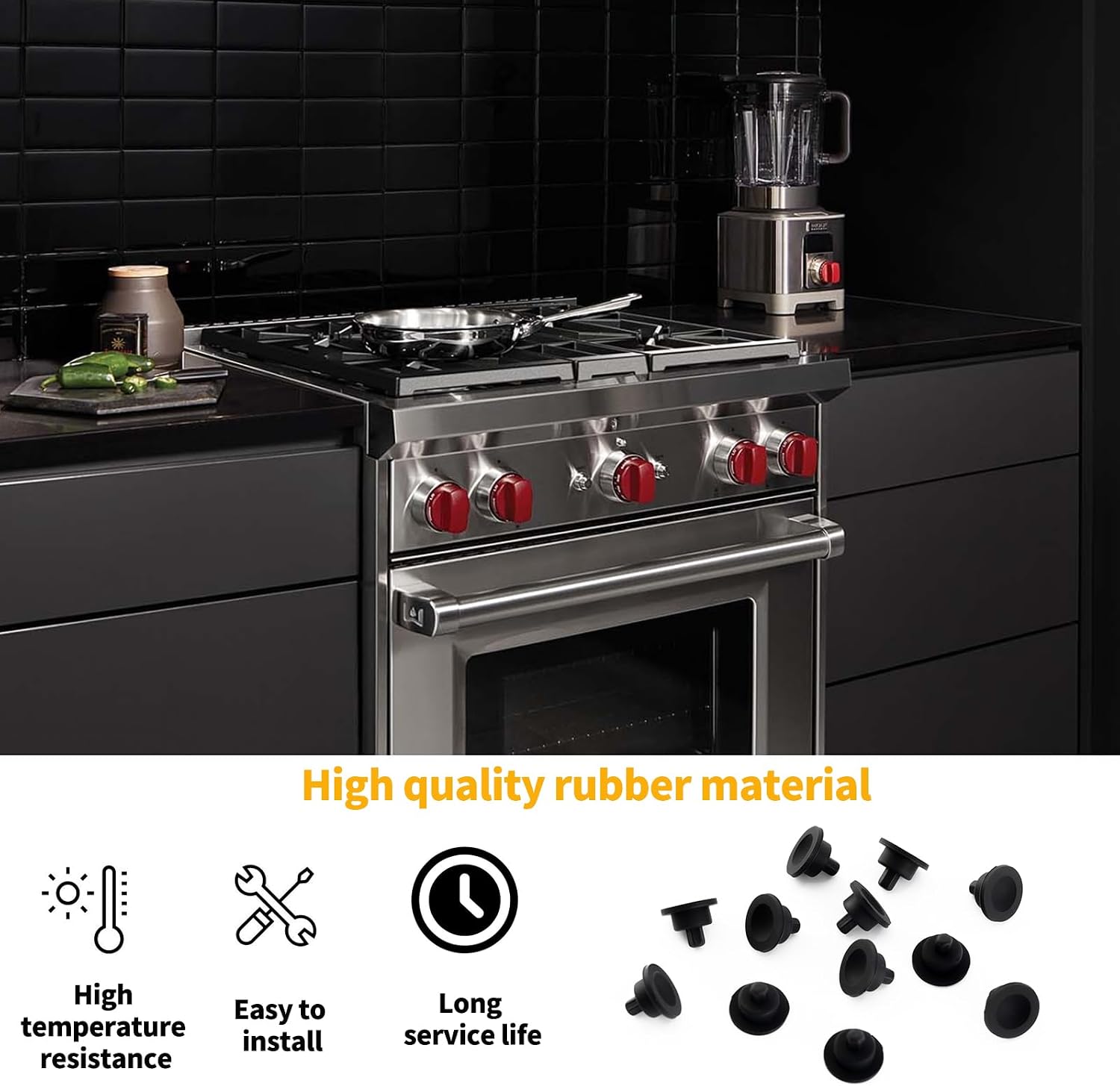 Allstare 815689 Grate Rubber Feet for Wolf CT Gas Cooktop, GR Series Gas Range Burner Grate Pad Range Parts Wolf Gas Cooktop Burner Grate Feet Bumpers Also Fit Other Brand Stove 12 Pack