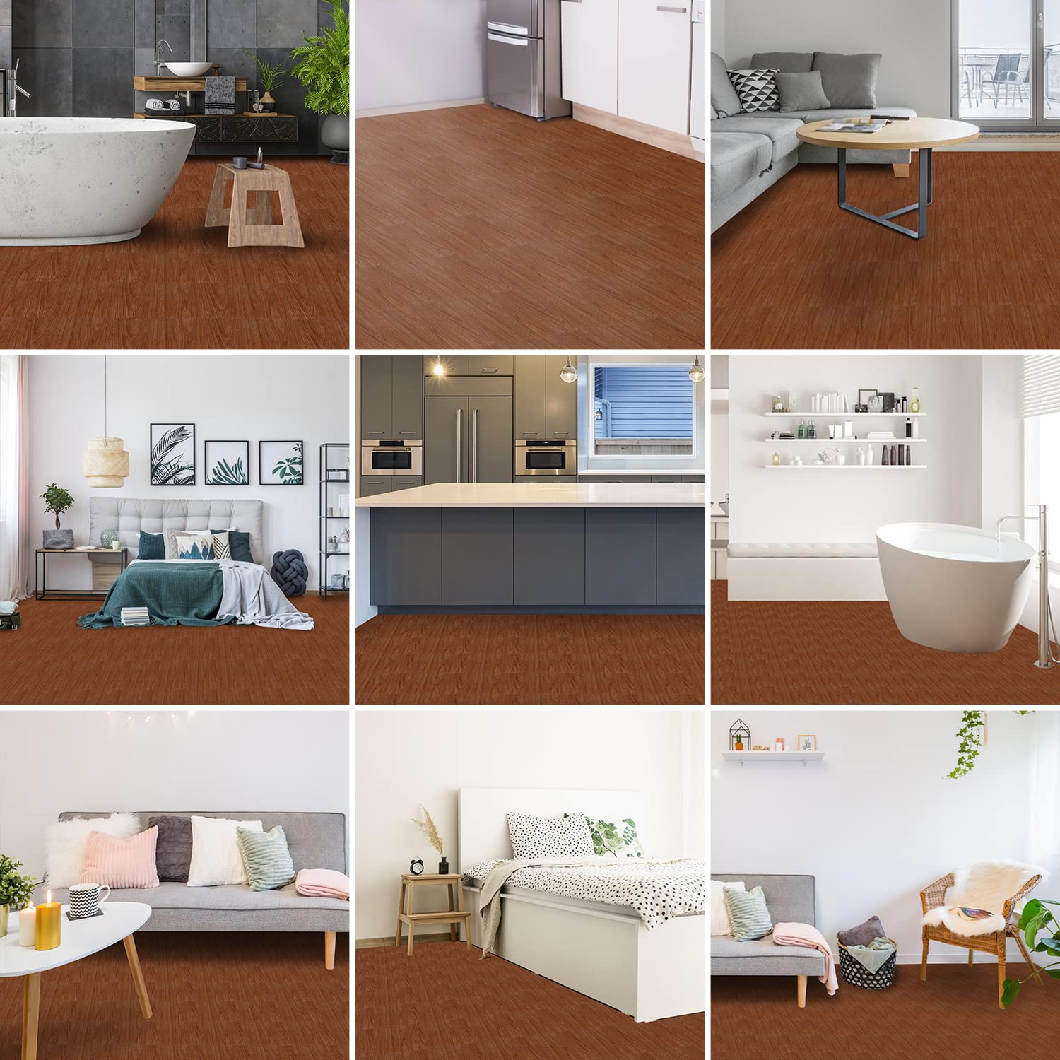 Jopassy Wykładzina podłogowa z PCW, samoprzylepna, winylowa, ok. 4 m², 44 płytki, antypoślizgowa, wodoodporna, 30 x 30 cm, laminat, deski winylowe, do ogrzewania podłogowego, kolor drewna, rysunek
