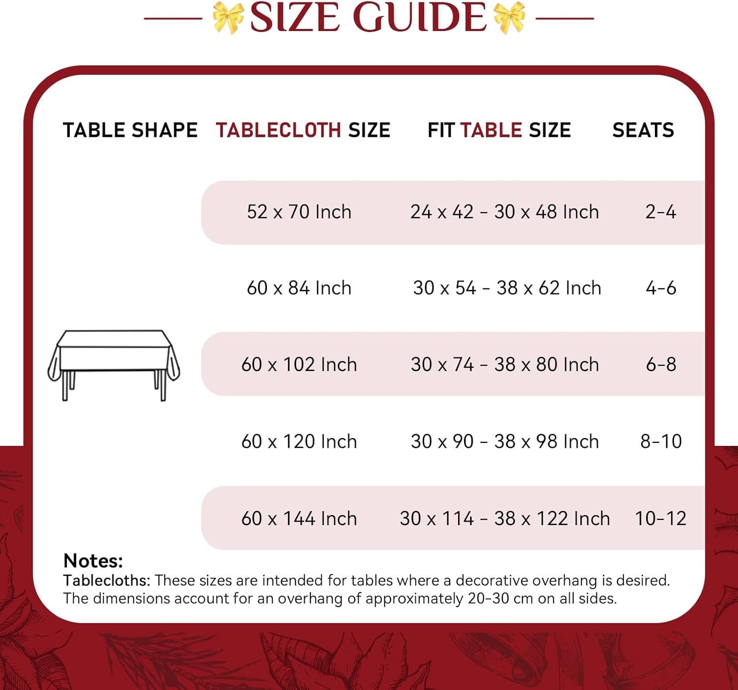 Softalker Christmas Rectangle Tablecloth - Red Checkered Flower Xmas Table Cloths, Washable Polyester Fabric Table Covers for Dining, Parties & Holiday Decor, 60 x 120 Inch