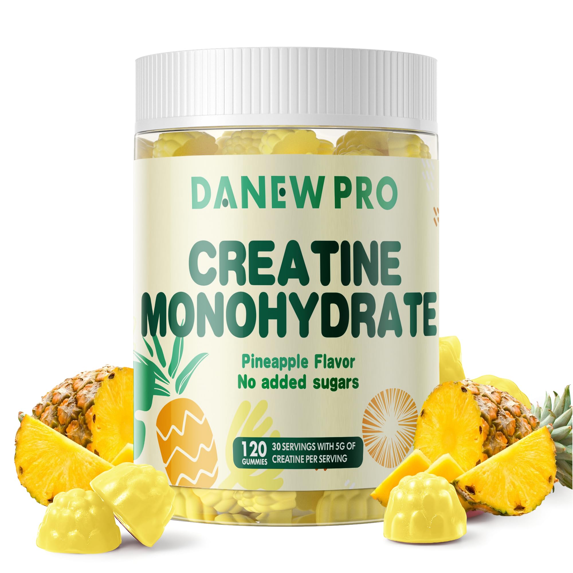 Creatine Monohydrate Gummies for Men & Women, Creatine Monohydrate for Muscle Strength, Muscle Builder, Energy Boost, Pre-Workout Supplement(120 Count)-Pineapple Flavor.Carbonfree CertifiedClimeCo Certified