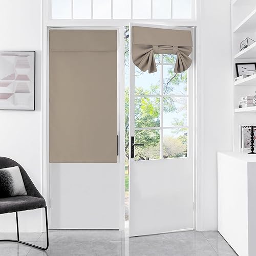 Miniatura 7 de Cortinas opacas pequeñas para puerta francesa con tacto sedoso, aislamiento térmico, reducción de ruido, para puerta de vidrio y oficina (34