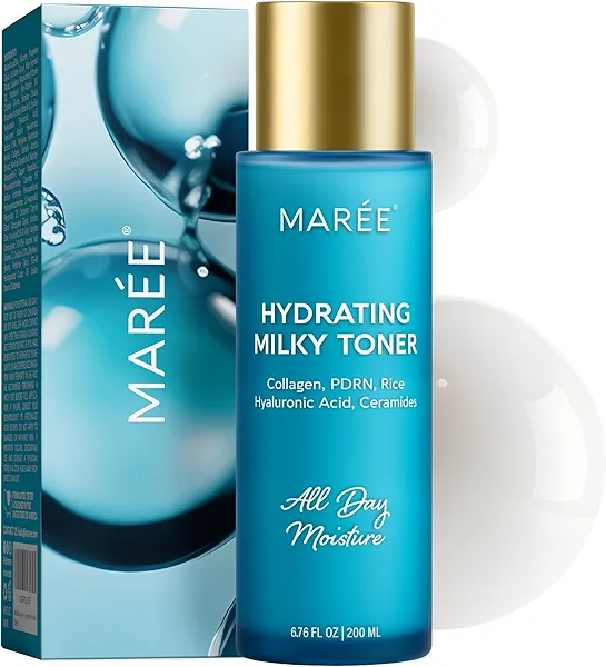 MAREE Hydrating Milky Toner for Face - Rice Toner with Niacinamide & Collagen - Skin Barrier Repair Hydrating Toners for Face - Milk Toners Essence - PDRN, Hyaluronic Acid, Ceramides - Tonico Facial