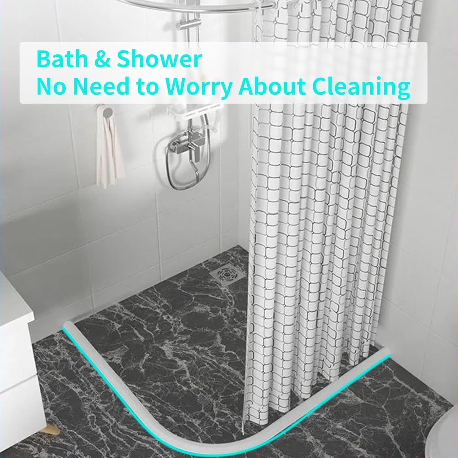 Tira de retención de agua flexible e impermeable de silicona para umbral de ducha, junta de suelo de baño de silicona para inodoro, bañera