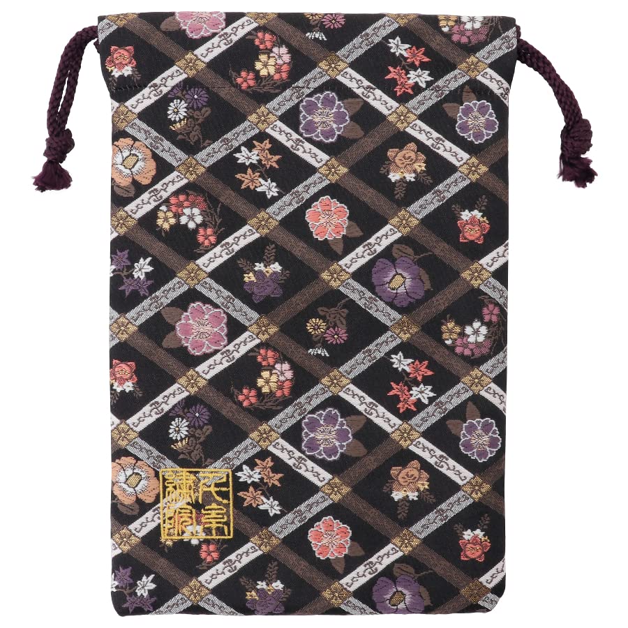 Brocade drawstring bag, lined with Nishijin brocade, 4, size M. (Shikihanagoshi)