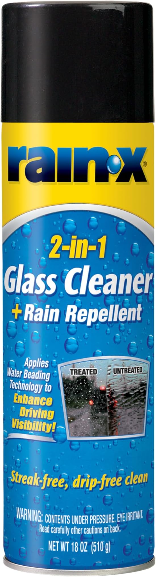 Rain-X 2-in-1 Glass Cleaner with Rain Repellent Aerosol | 510 ML | Pack of 1 | Streak-Free Automotive Glass Cleaner | Enhances Visibility | Repels Rain, Sleet, Snow, Ice | Easy Spray & Wipe