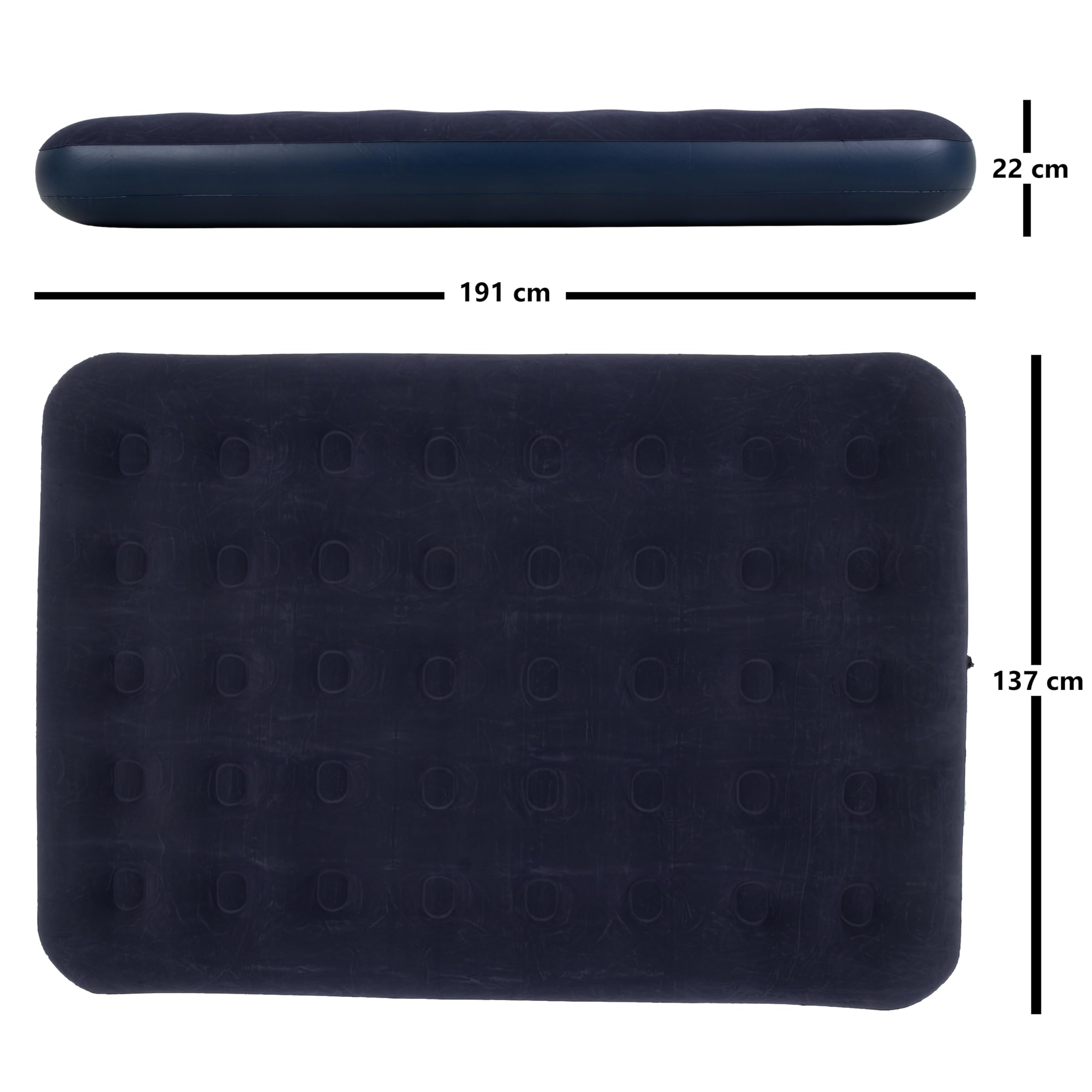 AVENLI Relax Materasso Gonfiabile Floccato, PVC-Poliestere, Blu, Matrimoniale, 191 x 137 x 22 cm