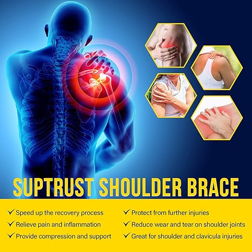 Miniatura 2 de Suptrust Shoulder Brace for Men and Women: Adjustable Shoulder Wrap for Pain Relief, AC Joint, Torn Rotator Cuff, Injuries, Tendonitis - One Size