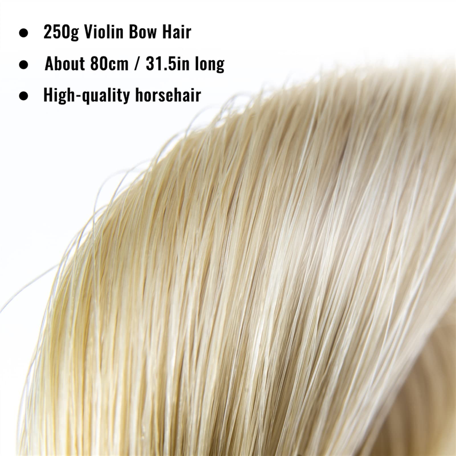 Pelo De Caballo Real De 250g/500g, Pelo De Cola De Caballo Blanco Y Negro A Granel, Arco De Violín, Crin De Caballo Para Arco De Violín, Arco De Viola Accesorios para instrumentos de cuerda (Color :