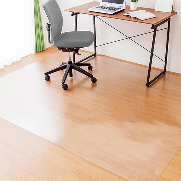 チェアマット 透明 80×120cm クリア ダイニングマット 床保護マット 厚み1mm デスクチェアマット PVCマット 大型デスク足元マット 傷防止マット 特大サイズ オフィス 食卓 フロア 畳 机下 椅子 床暖房対応 凹みキズ ずれないマット (80x120cm, 1mm) - 1