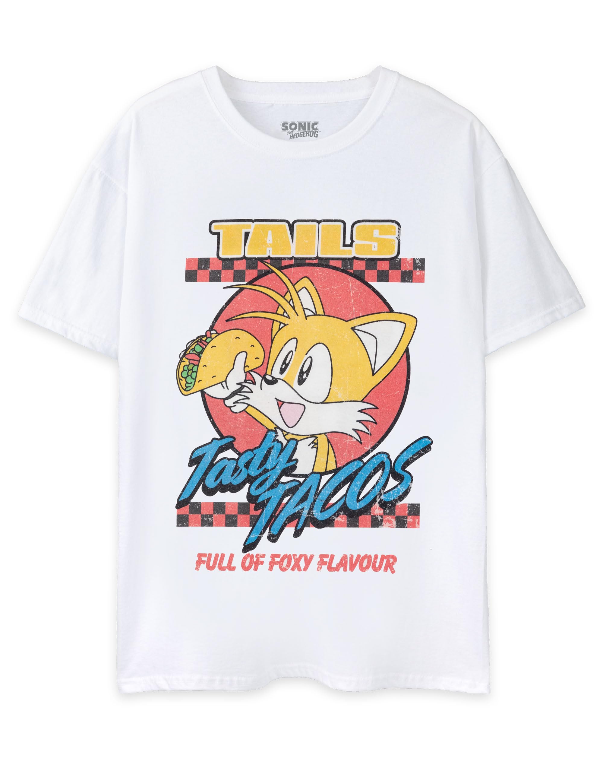 Sonic The Hedgehog Men's White Short Sleeve T-Shirt - Tails' Tasty Tacos - XXL