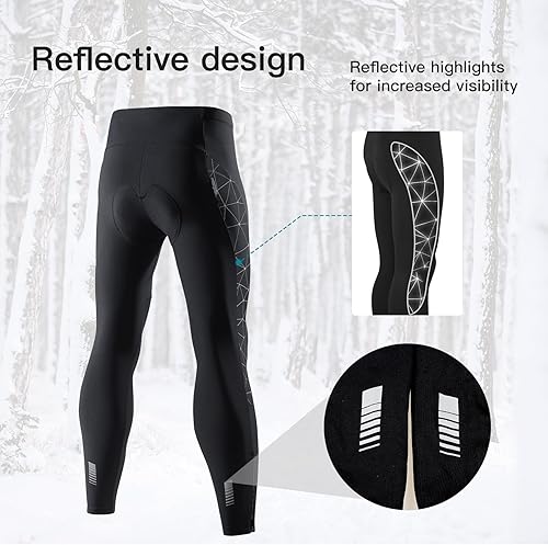 Miniatura 5 de Santic Mallas de ciclismo para hombre pantalones acolchados de ciclismo pantalones de bicicleta pantalones de bicicleta reflectantes para invierno