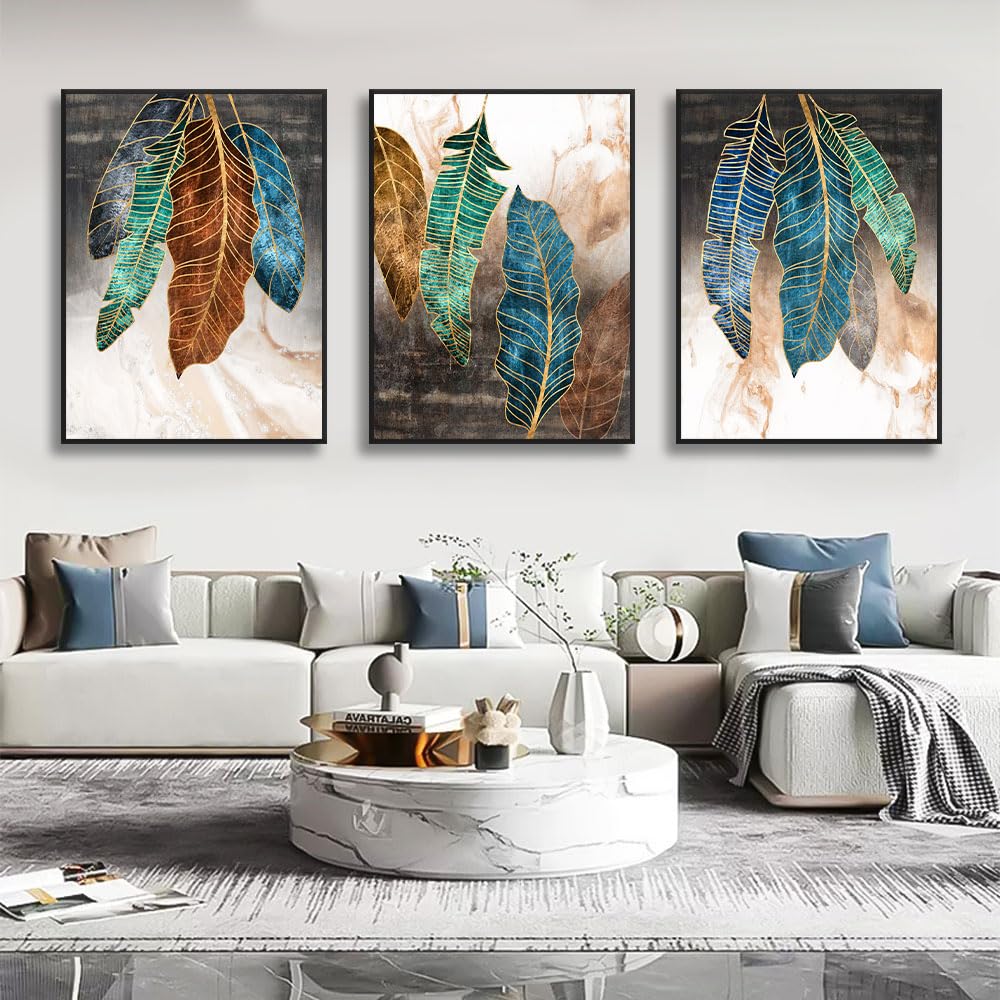 WBYZAC Wall Pictures-Abstract Tree Leaves Canvas Paintings Modern Room Wall Art Pictures Abstract Artwork for Living Room Bedroom Kitchen Home Decor-40 * 50cm*3PCS (No Frame)