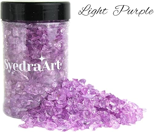 Miniatura 64 de Syedra - Juego de 3 piezas de vidrio triturado para manualidades, arte de resina, piezas de espejo de color triturado, 1 libra (amarillo)