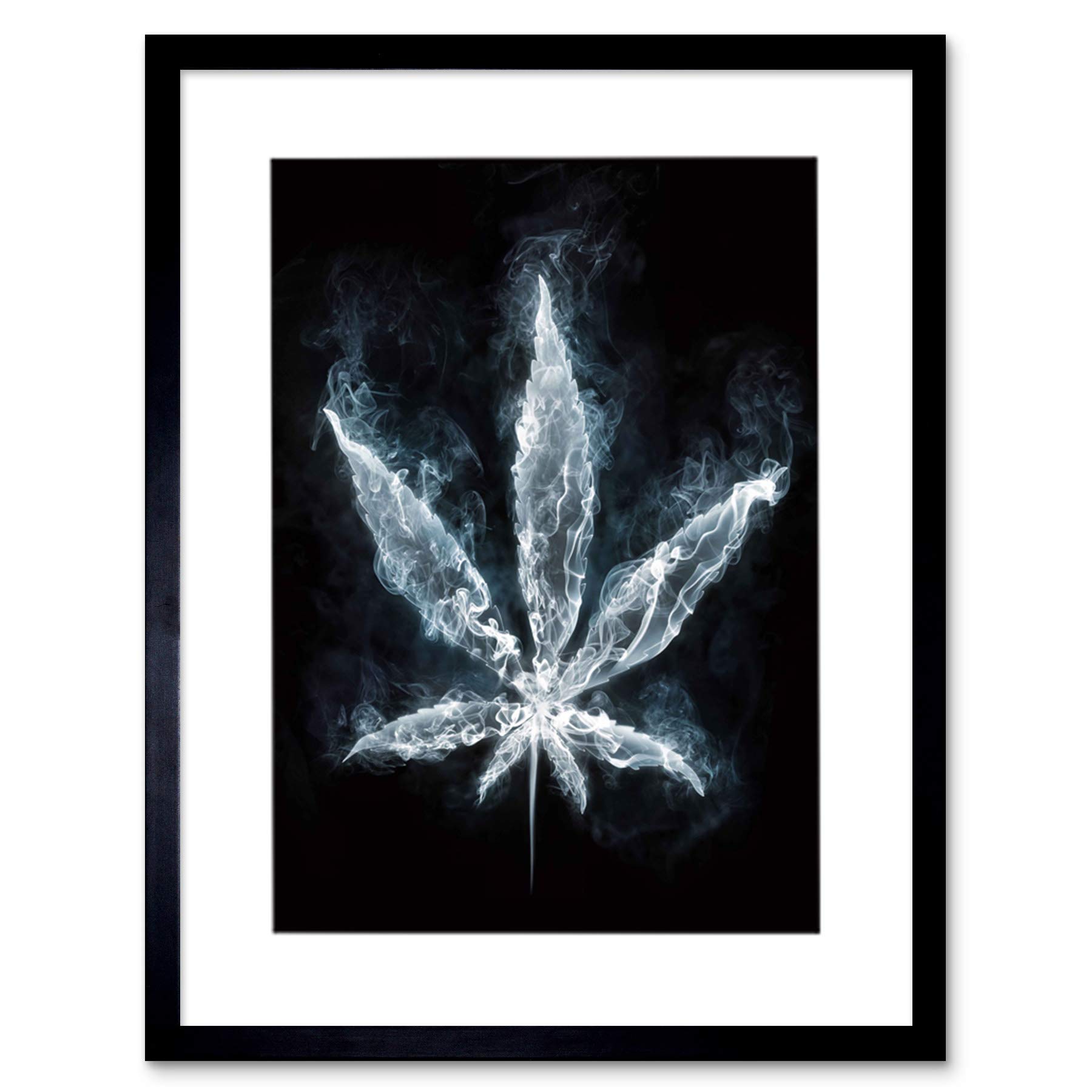Wee Blue Coo Painting Drawing Smoking Marijuana Weed Leaf Picture Framed Wall Art Print
