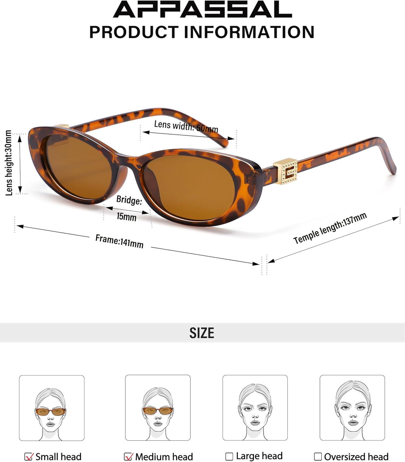 Retro Oval Sunglasses for Women with Small Faces, Vintage Cat-Eye Sun Glasses with Gold Accents AP3754 - Image 5