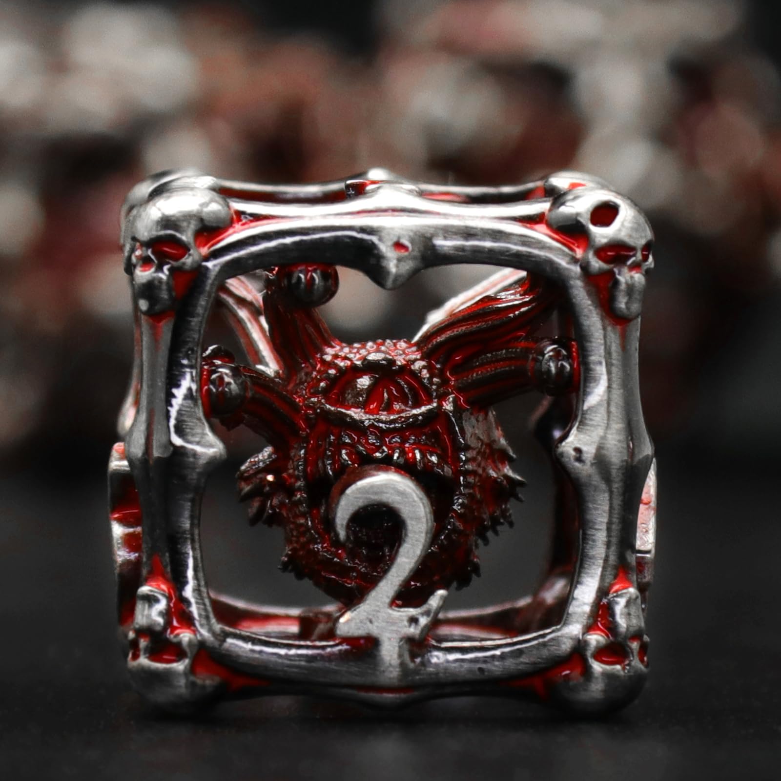ZHOORQI DND - Juego de dados Beholder, troquel poliédrico de ojo de dragón (rojo sangre) | Dados de metal para Dungeons and Dragons TTRPG, 7 piezas/juego de dados geniales 3D Eye Monster DM