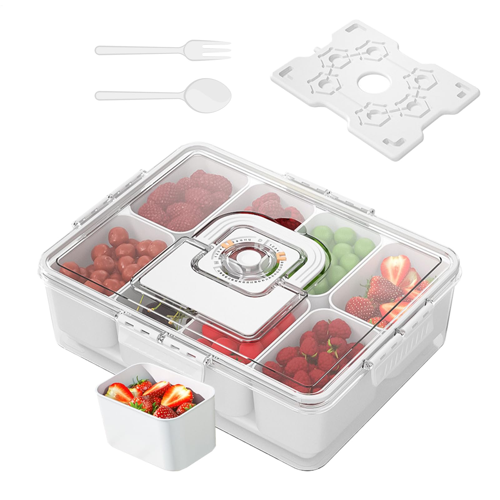 Pojemnik na Przekąski Pojemnik Snackle Box z Wkładką Chłodzącą | Wielorazowa Taca z Przegródkami do Pikniku Szkoły Biwaku Lunchu na Zewnątrz