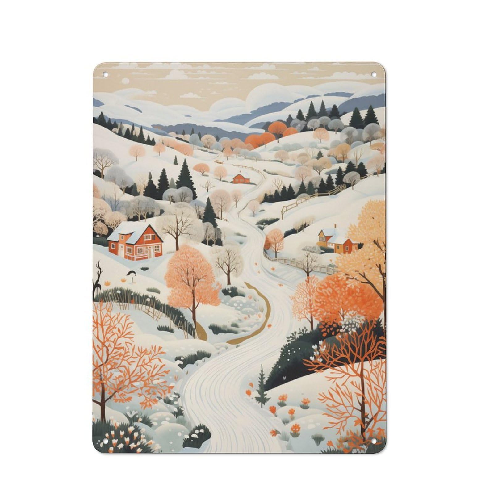 Winter Wonderland Printed Metal Sign 40x30cm for Café Or Home Bar, Housewarming Wall Decor for People Furnishing Café And Home Bar