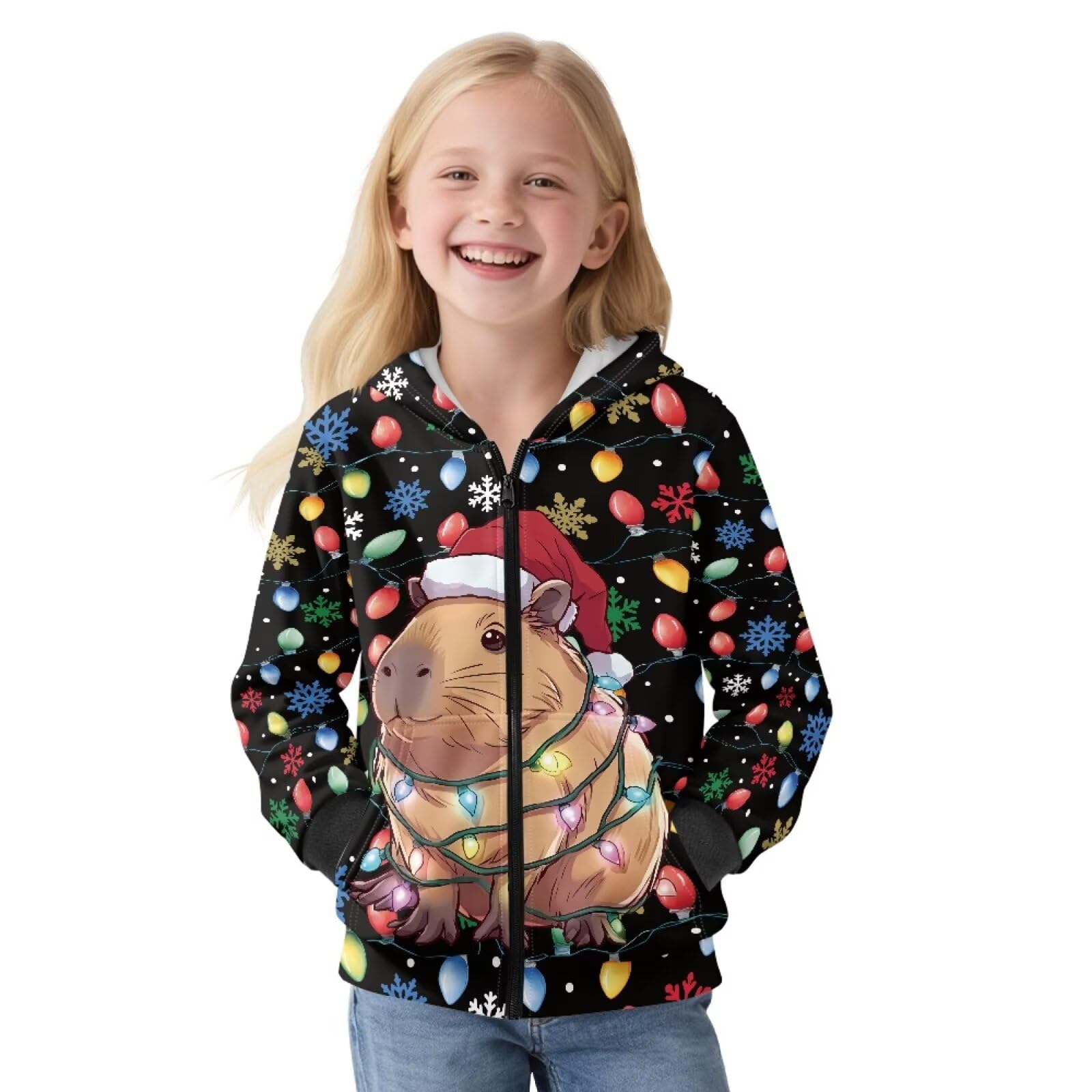 Xoenoiee Bluzy z kapturem dla dziewczynek chłopców zapinana na zamek bluza z kapturem bluza nastolatka na co dzień sweter z długim rękawem top aksamitna podszewka