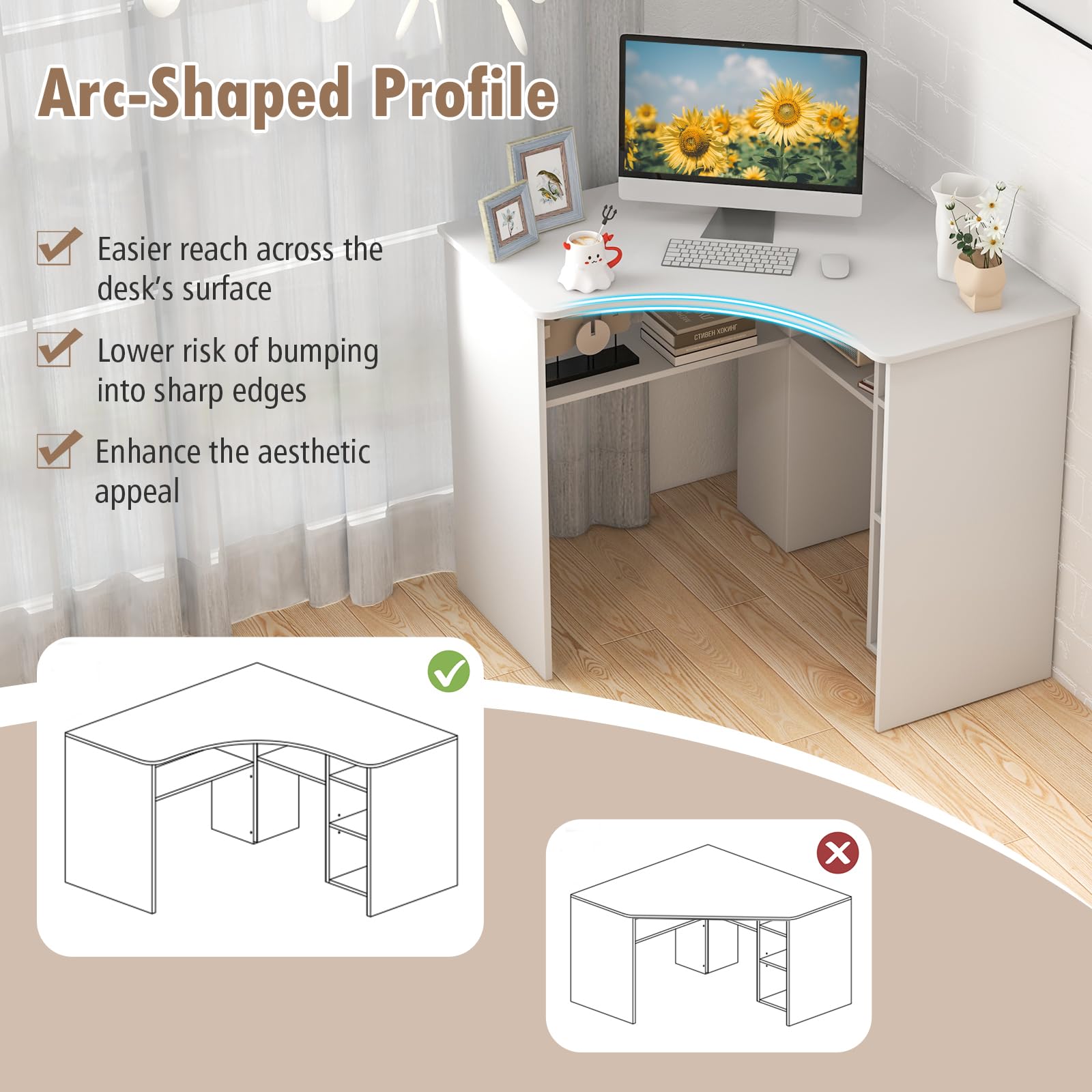 Giantex Corner Desk with Storage, 34