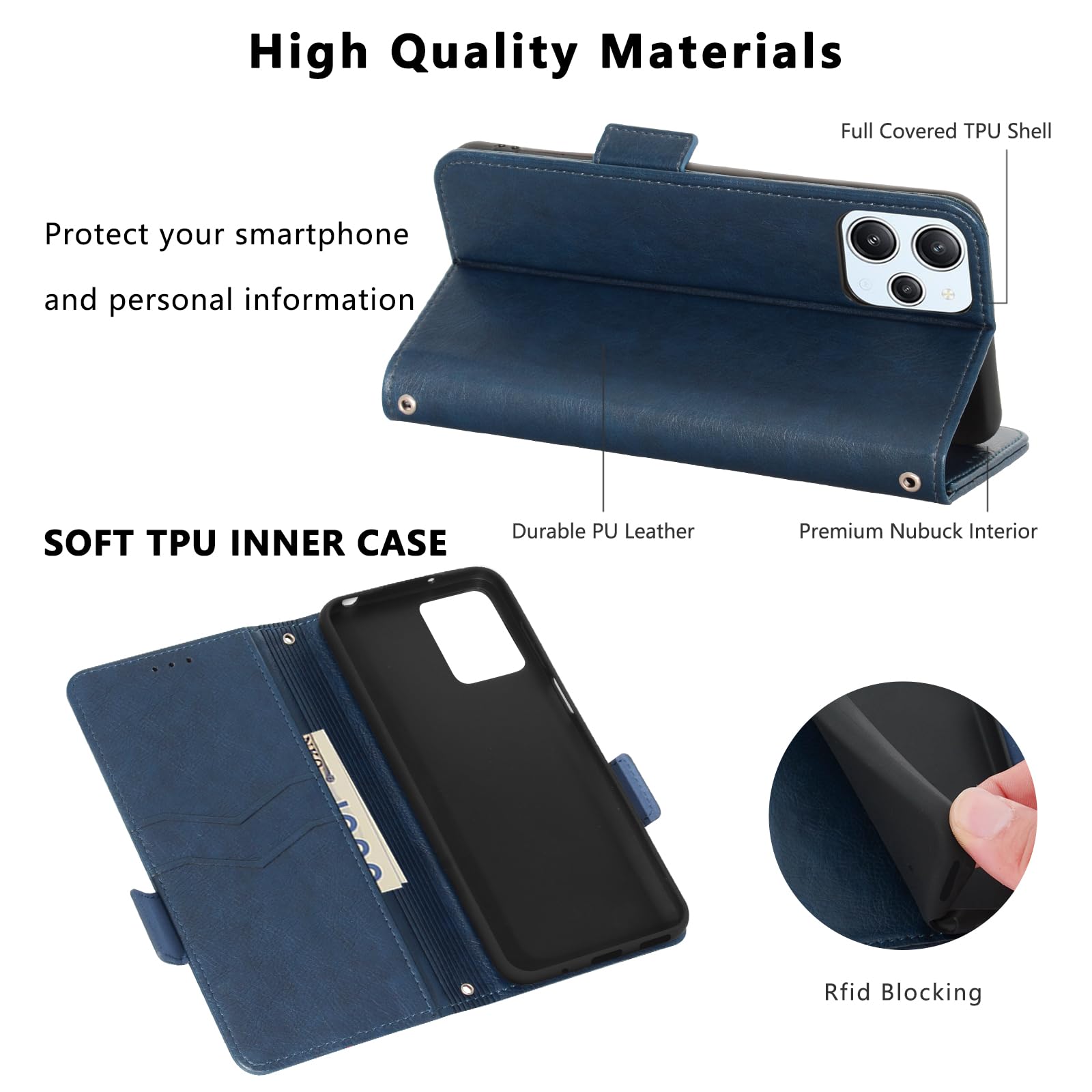 Custodia Portafoglio Con Supporto Magnetico Per Xiaomi Redmi 12 E 12 5G – Pelle PU Sottile Con Chiusura E Cinturino (Torre) - 3