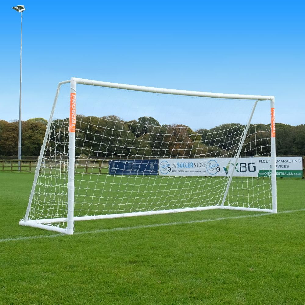 Progoal Football Goals (3x4, 6x4, 8x6 or 12x6 with Net. 70mm Reinforced uPVC Posts for Garden & Training with Locking Parts.
