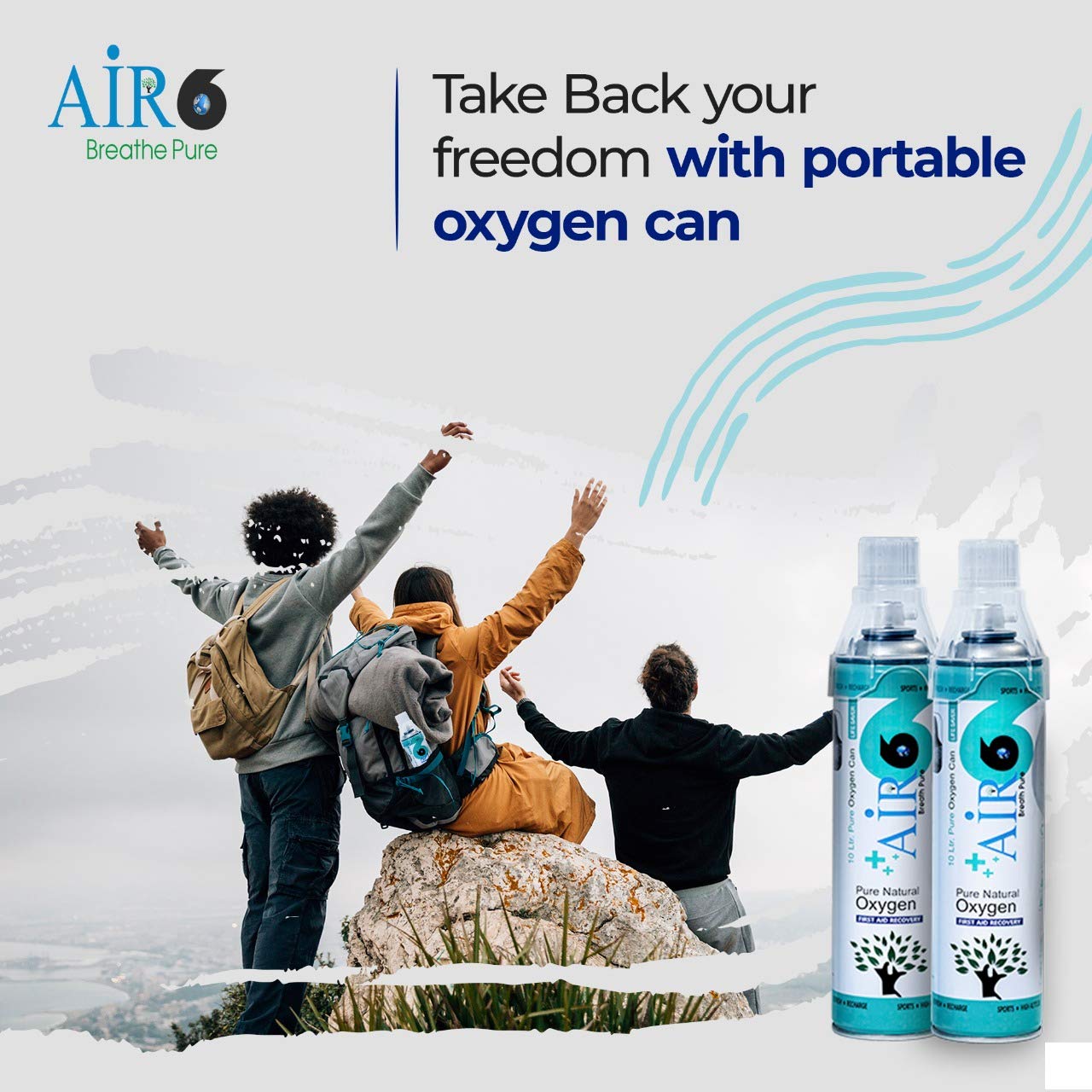 Air6 Natural Oxygen Cylinder - 10L (Pack of 1) | 150+ Spray | Can be potable. Light oxygen can be accompanied by a mask for height/pollution and respiratory relief. Home, Travel and Emergency Uses | Air6 Natural Oxygen Cylinder - 10L (Pack of 1) | 150+ Spray | Can be potable. Light oxygen can be accompanied by a mask for height/pollution and respiratory relief. Home, Travel and Emergency Uses |
