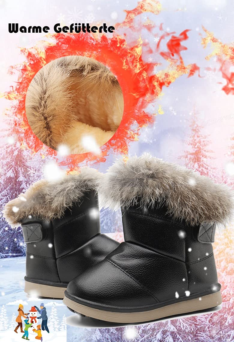Gaatpot Stivali per Bambine e Ragazze Stivaletti da Neve Scarpe con Invernali Stivale con Imbottitura Calda Impermeabili PU Unisex – Bambini