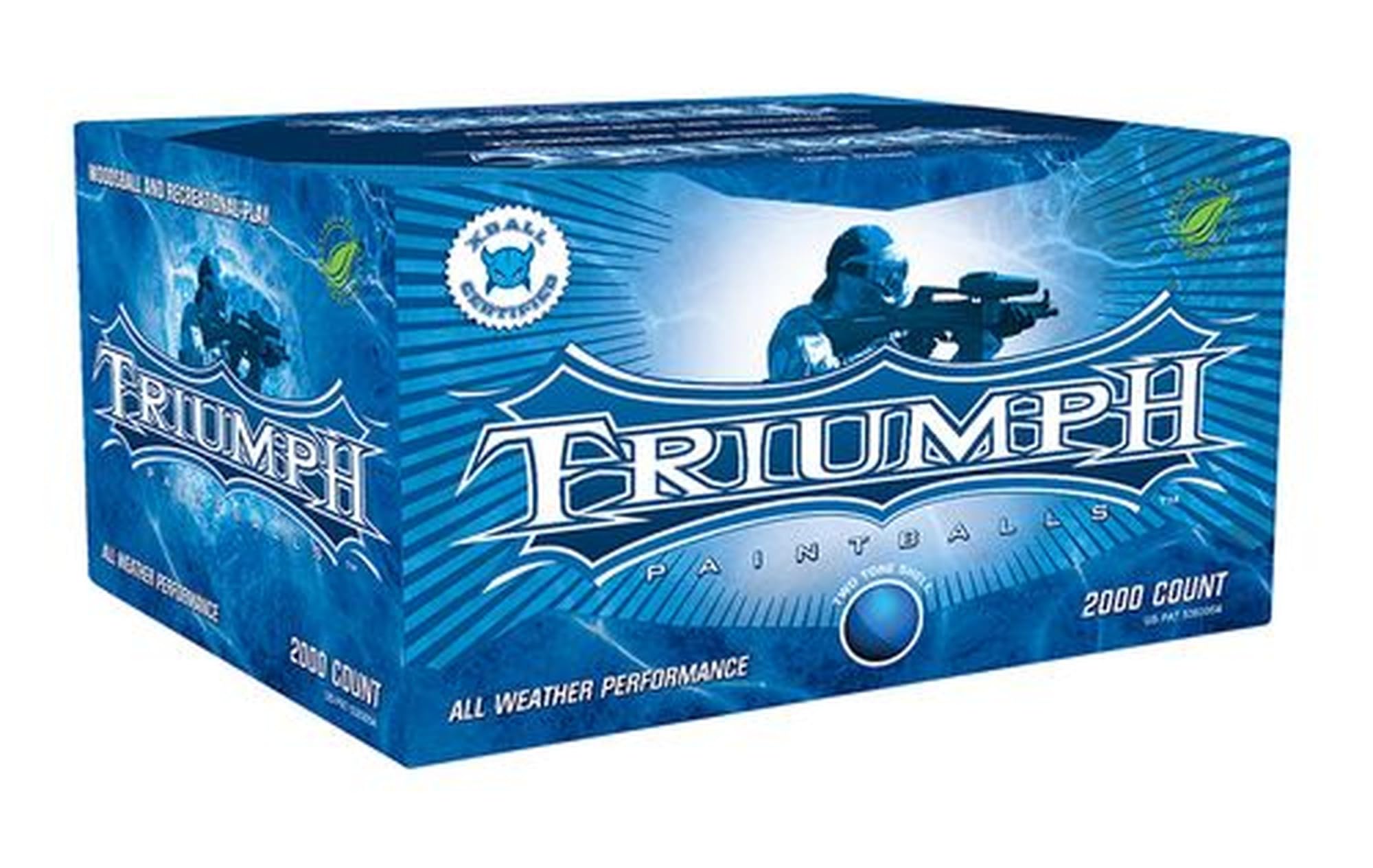 Xball Triumph 68 Caliber 2,000ct Paintballs, Aqua Blue Fill and Shell