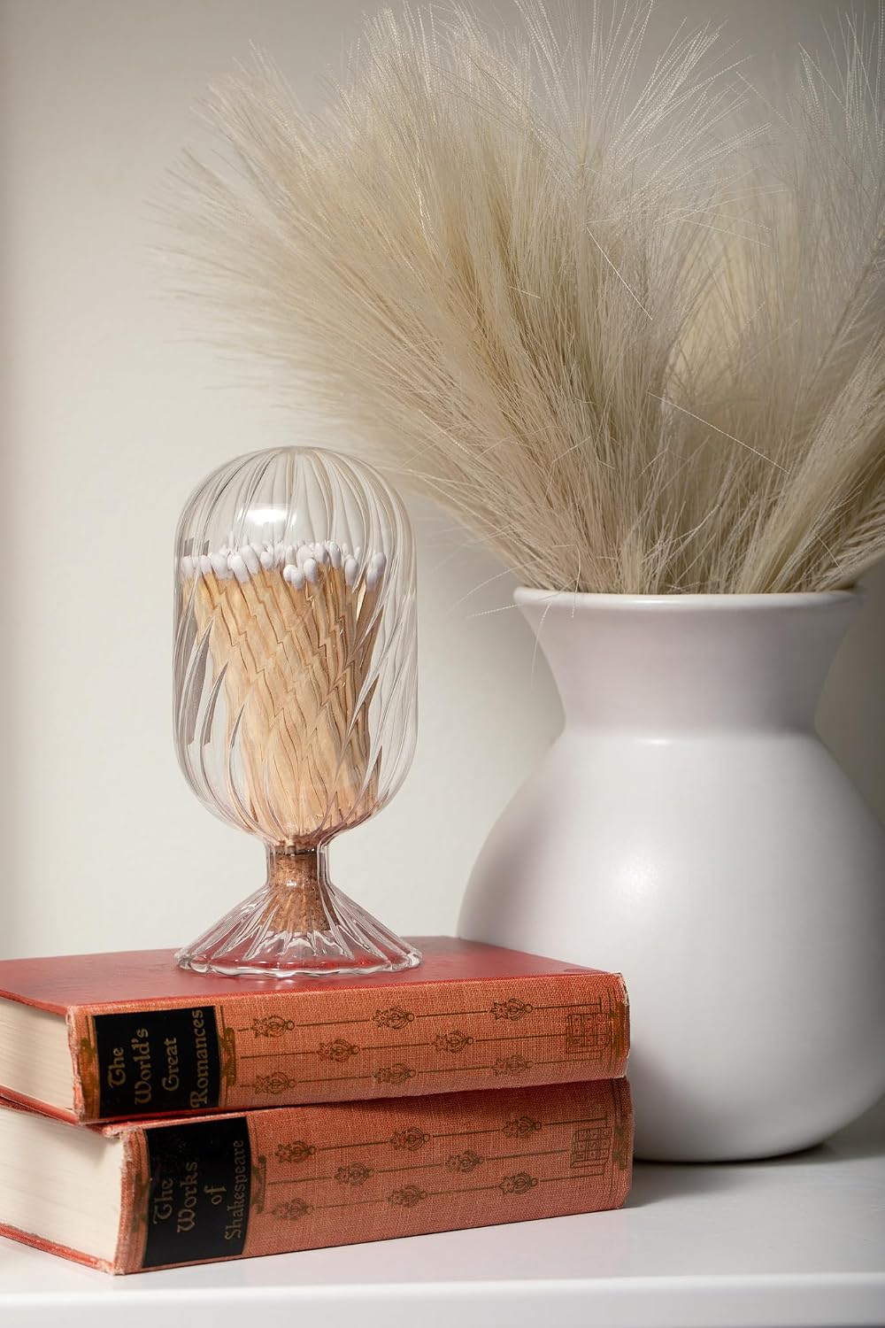 Premium Helix Glass Cloche - Decorative Jar with Striker. Holder for Long Matches for Candles, Fireplace, Bathroom Accessories, Bath Salts. Includes Attachable Match Striker. (No Matches) image 2