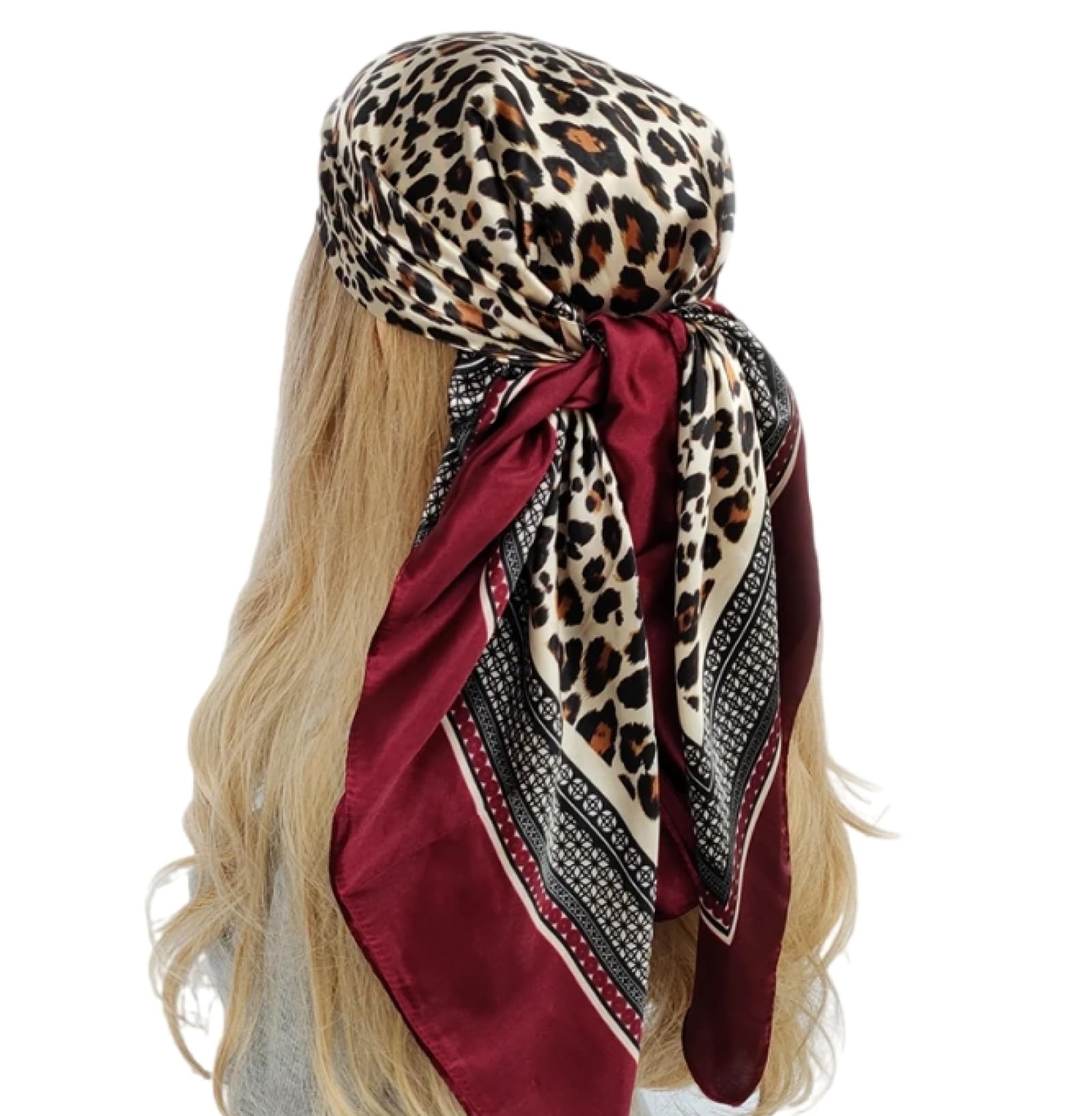 Bufanda Mujer Chal Abrigos Chales Hombre Bufanda para El Pelo De 90X90Cm para Mujer, Chal De Satén Suave con Flores Hermosas A La Moda, Bufandas Cuadradas De Seda, Pañuelo para El Cuel