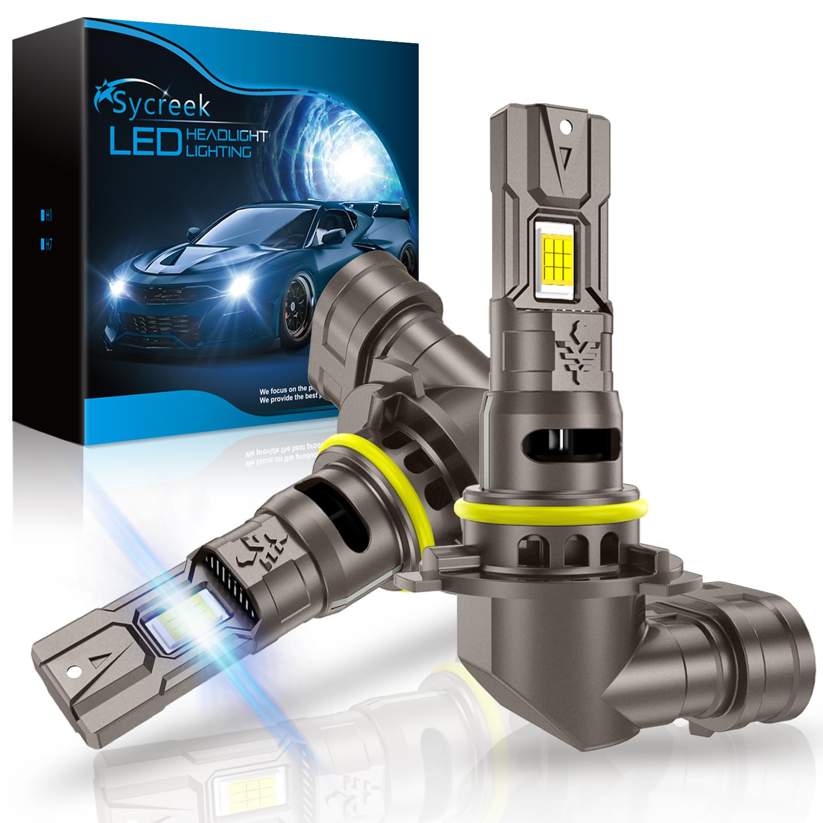 Sycreek Bombilla 9005/HB3 Led 2024 Faro Mejorada Para, 18 Piezas LED,120W 30000LM 600% Super Brillo 6500K Blanco,Compatible 9-24V